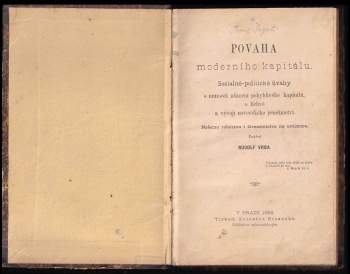 Rudolf Vrba: Povaha moderního kapitálu