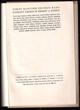 Josef Pavel: Pověsti českých hradů a zámků