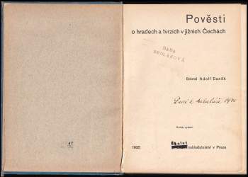 Adolf Daněk: Pověsti o hradech a tvrzích v jižních Čechách