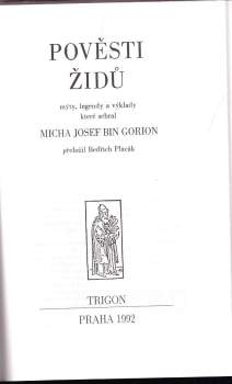Micha Josef Bin Gorion: Pověsti Židů