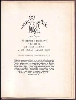 Josef Čapek: Povídání o pejskovi a kočičce