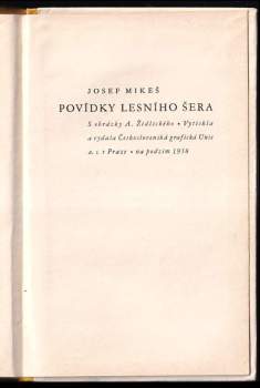 Josef Mikeš: Povídky lesního šera