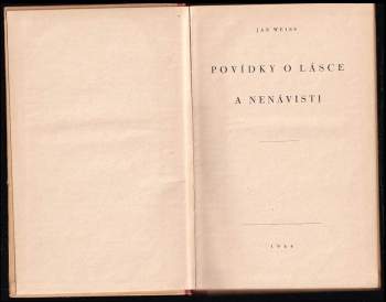 Jan Weiss: Povídky o lásce a nenávisti