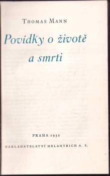 Thomas Mann: Povídky o životě a smrti