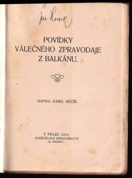 Karel Mečíř: Povídky válečného zpravodaje z Balkánu