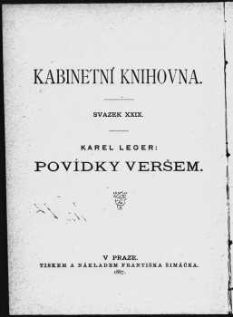 Karel Leger: Povídky veršem