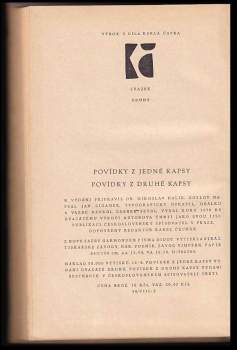 Karel Čapek: Povídky z jedné kapsy ; Povídky z druhé kapsy