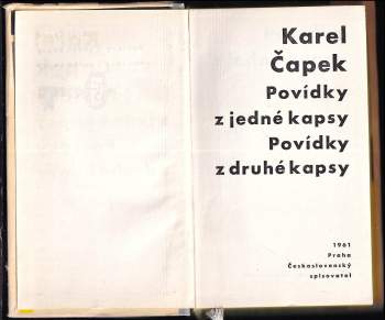 Karel Čapek: Povídky z jedné kapsy