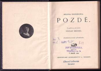 Helena Mniszkówna: Pozdě