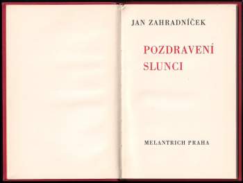 Jan Zahradníček: Pozdravení slunci