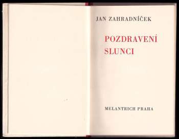 Jan Zahradníček: Pozdravení slunci