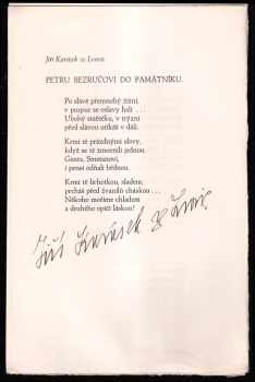 Petr Bezruč: Pozdravy Petru Bezručovi