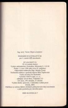 Václav Hájek: Pozemní stavitelství III