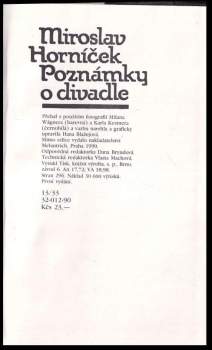 Miroslav Horníček: Poznámky o divadle