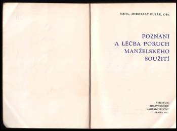 Miroslav Plzák: Poznání a léčba poruch manželského soužití