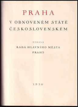 Praha v obnoveném státě Československém