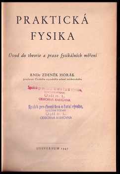 Zdeněk Horák: Praktická fysika
