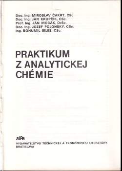 Ján Mocák: Praktikum z analytickej chémie