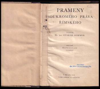 Otakar Sommer: Prameny soukromého práva římského