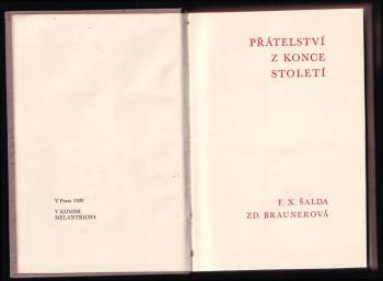 F. X Šalda: Přátelství z konce století