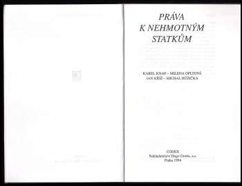 Karel Knap: Práva k nehmotným statkům
