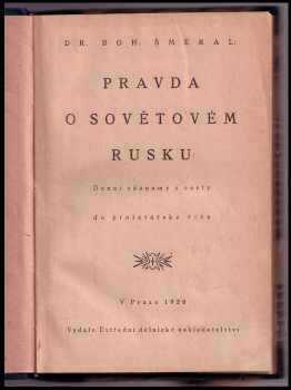 Bohumír Šmeral: Pravda o sovětském Rusku