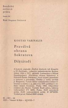 Kostas Varnalis: Pravdivá obrana Sokratova ; Diktátoři