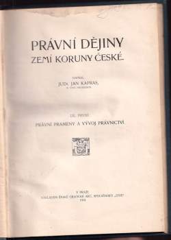 Jan Kapras: Právní dějiny zemí Koruny české
