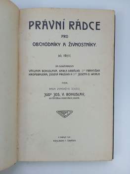 Josef Václav Bohuslav: Právní rádce pro obchodníky a živnostníky