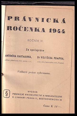 Antonín Hartmann: Právnická ročenka 1944