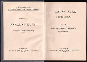 Bohumil Zahradník-Brodský: Prázdný klas a jiné povídky