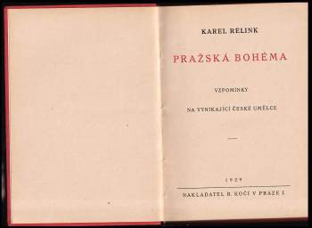 Karel Rélink: Pražská bohéma