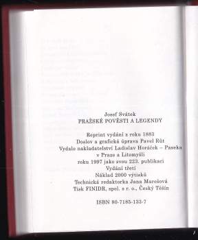 Josef Svátek: Pražské pověsti a legendy