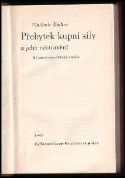 Vladimír Kadlec: Přebytek kupní síly a jeho odstranění