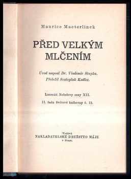 Maurice Maeterlinck: Před velkým mlčením