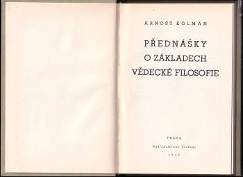 Arnošt Kolman: Přednášky o základech vědecké filosofie