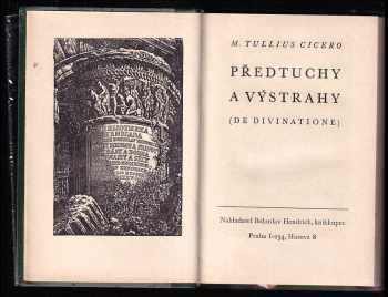Marcus Tullius Cicero: Předtuchy a výstrahy