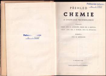 Karel Andrlík: Přehled chemie a chemické technologie