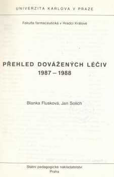 Přehled dovážených léčiv 1987-1988