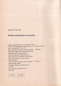 Josef Polák: Přehled středoškolské matematiky