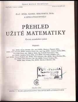 Karel Rektorys: Přehled užité matematiky