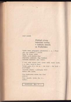 Josef Janáček: Přehled vývoje řemeslné výroby v českých zemích za feudalismu