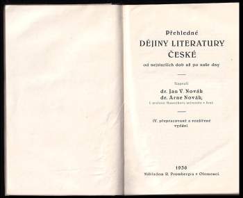 Arne Novák: Přehledné dějiny literatury české