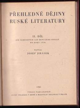 Josef Jirásek: Přehledné dějiny ruské literatury