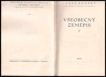 Josef Kunský: Přehledy zeměpisu