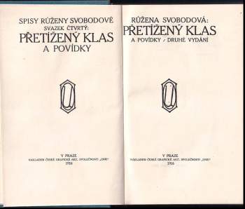 Růžena Svobodová: Přetížený klas a povídky