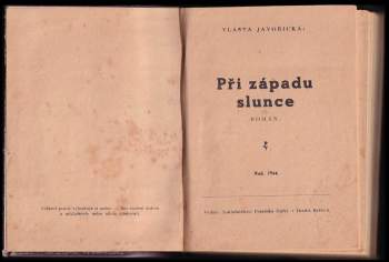 Vlasta Javořická: Při západu slunce