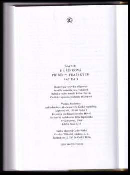 Marie Hořínková: Příběhy pražských zahrad