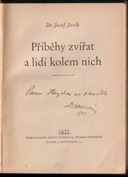 Josef Jirsík: Příběhy zvířat a lidí kolem nich
