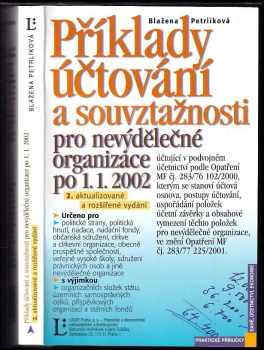 Blažena Petrlíková: Příklady účtování a souvztažnosti pro nevýdělečné organizace po 1.1.2002